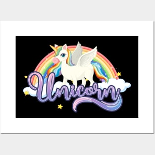 Cute unicorn with unicorn sign Posters and Art